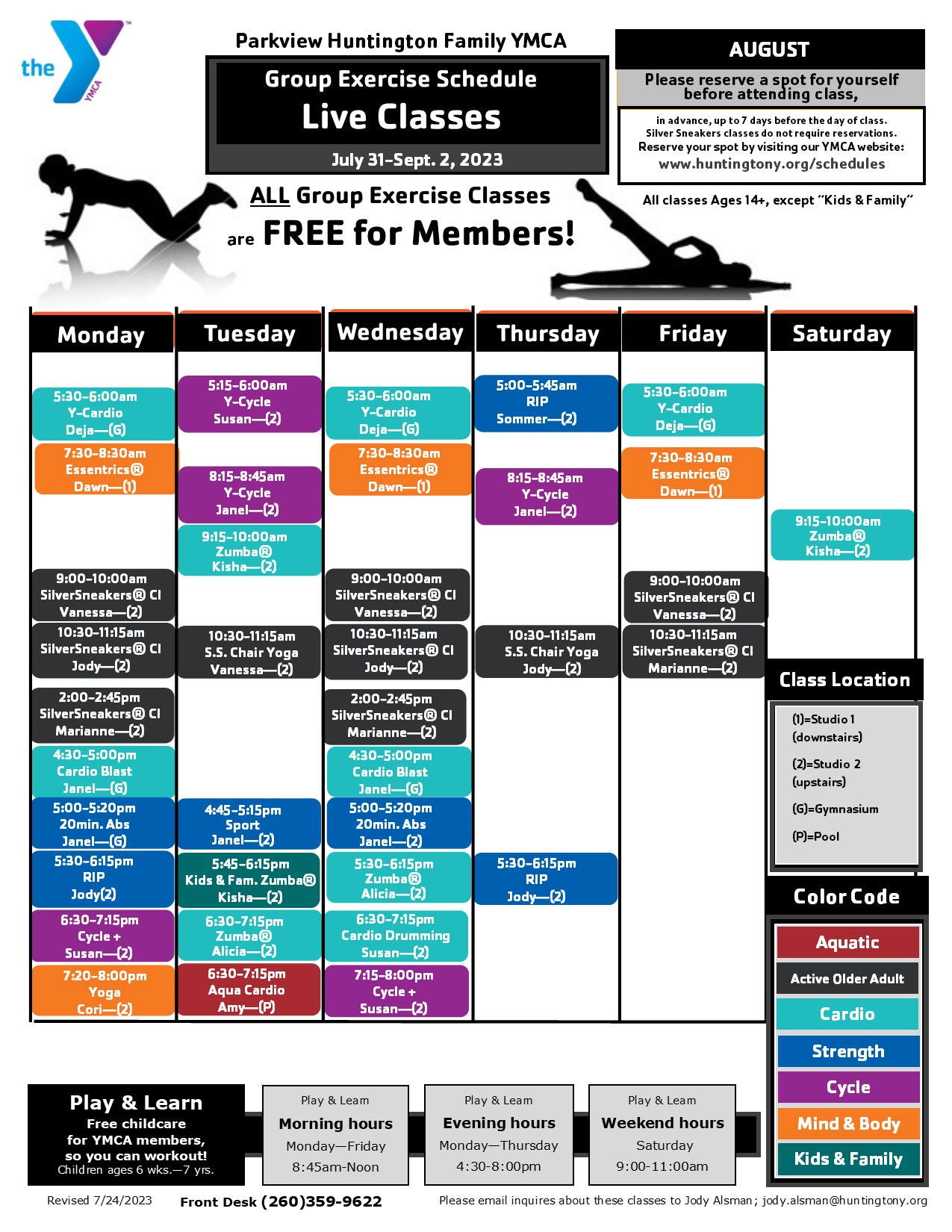 Class Schedules Huntington YMCA